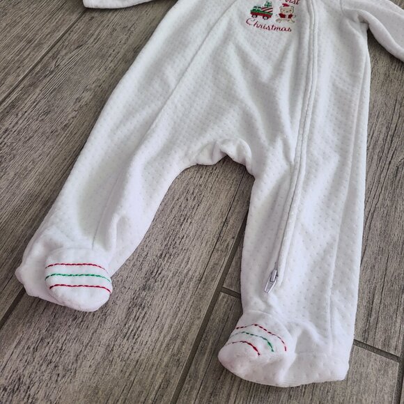 Little Me “My First Christmas” Baby Footed Sleeper White Holiday One-Piece 6M - Picture 4 of 8